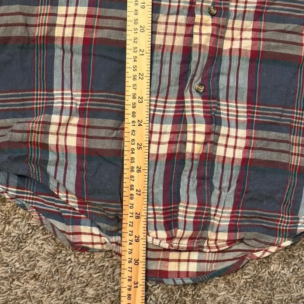 Vintage Levis Shirt Mens Large Multicolor Plaid Short Sleeve Button Up Casual